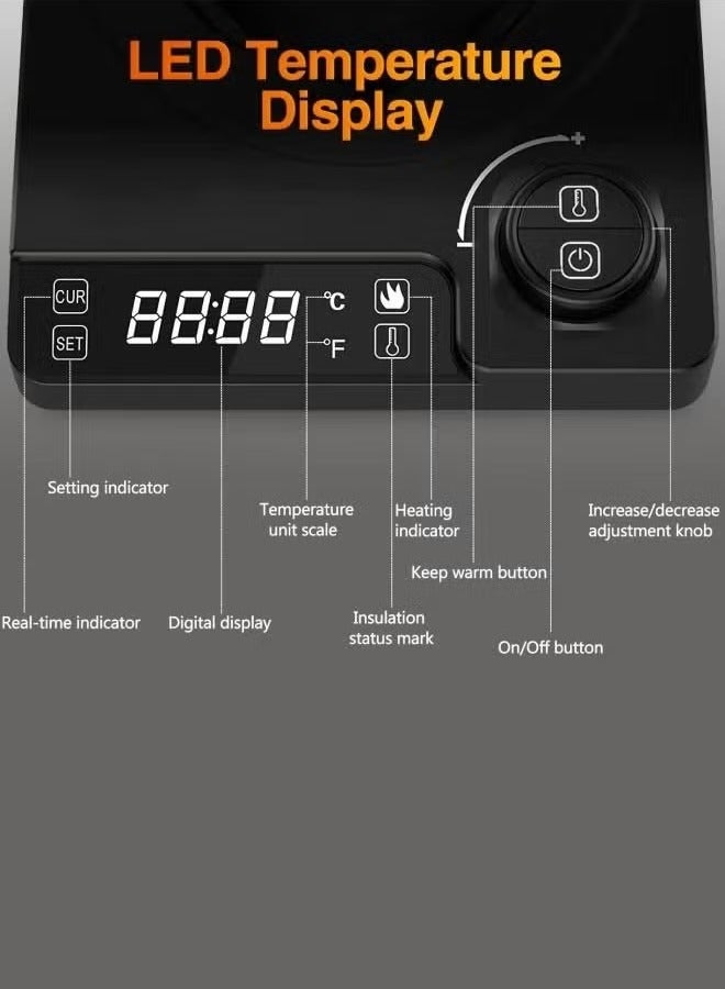 بريتيل غلاية فوهة طويلة V60 غلاية قهوة 1000 مل 1200 واط مع مقبض لضبط درجة الحرارة وشاشة رقمية لعرض درجة الحرارة وعزل تلقائي، مصنوعة من مادة فولاذ مقاوم للصدأ مع جسم غلاية دائري، مع فلتر قهوة V60 بحجم 02 أبيض 50 قطعة وبني 50 قطعة - Image 3