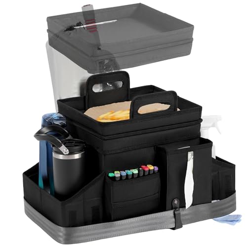 LUVHOMEE Car Organizers and Storage for Backseat & Front Seat - Collapsible Car Caddy w/Headrest Strap, Leakproof Cooler, Lid & Cup Holders | Fits Passenger Seat, Easy-Access Travel Snacks & Drinks - Image 1