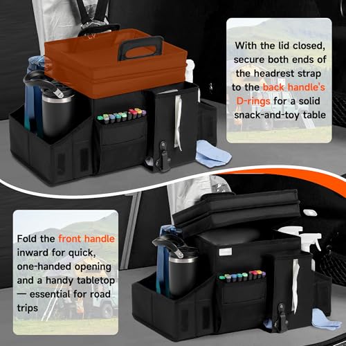 LUVHOMEE Car Organizers and Storage for Backseat & Front Seat - Collapsible Car Caddy w/Headrest Strap, Leakproof Cooler, Lid & Cup Holders | Fits Passenger Seat, Easy-Access Travel Snacks & Drinks - Image 3