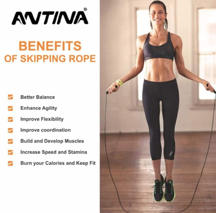 Antina Jump Skipping Rope for Men Gym, Women, Weight Loss, Kids, Girls, Children, Adult Best in Sports, Fitness, Exercise, Workout(pack of 2) - Image 4