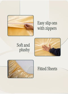 Good Sleep Royal Silk Duvet Set (6-Piece) Gold King Size (220x240 cm), Sumptuously Smooth, Cooling & Skin-Friendly | Includes 1 Silk-Based Duvet Cover, 1 Fitted Bedsheet & 4 Pillow Covers with Zipper  - Image 2