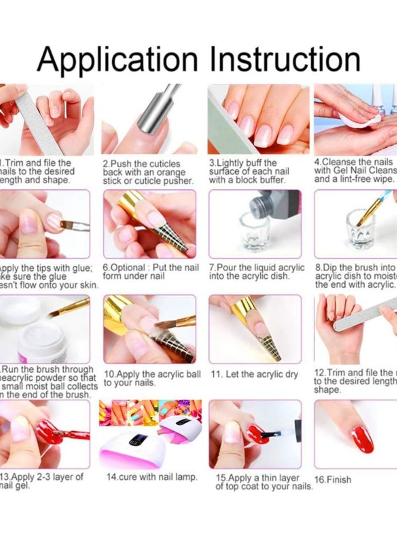 Acrylic Nail Kit with Everything, 12 Colors Acrylic Powder Brush, Liquid Acrylic Powder, Gel Nail Polish Kit with Everything Professional for Beginners - Image 3