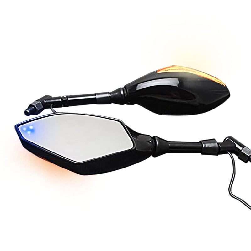 OKSTNO Universal Motorcycle Indicator 10mm 8mm Rear View Side Mirrors Integrated LED Turn Signals Fit for Street Bikes Cruiser Scooters - Image 1