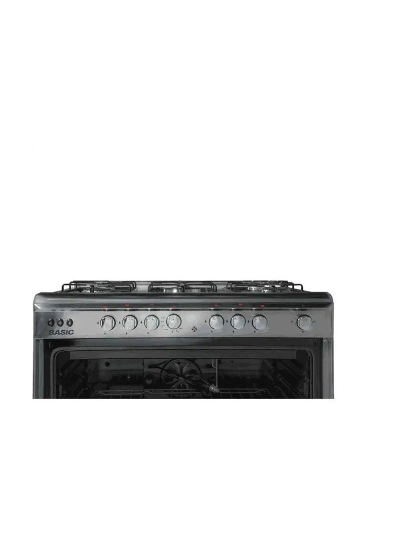 BASIC Gas Oven, 5 Burners, 60*90 cm, Auto Ignition, Rotating Grill + Fan, Steel - BO-R9060 - Image 3