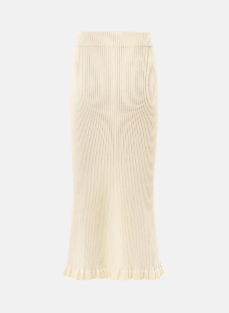 Lichi  Ribbed midi knit skirt with ruffles for Women | Best Price UAE