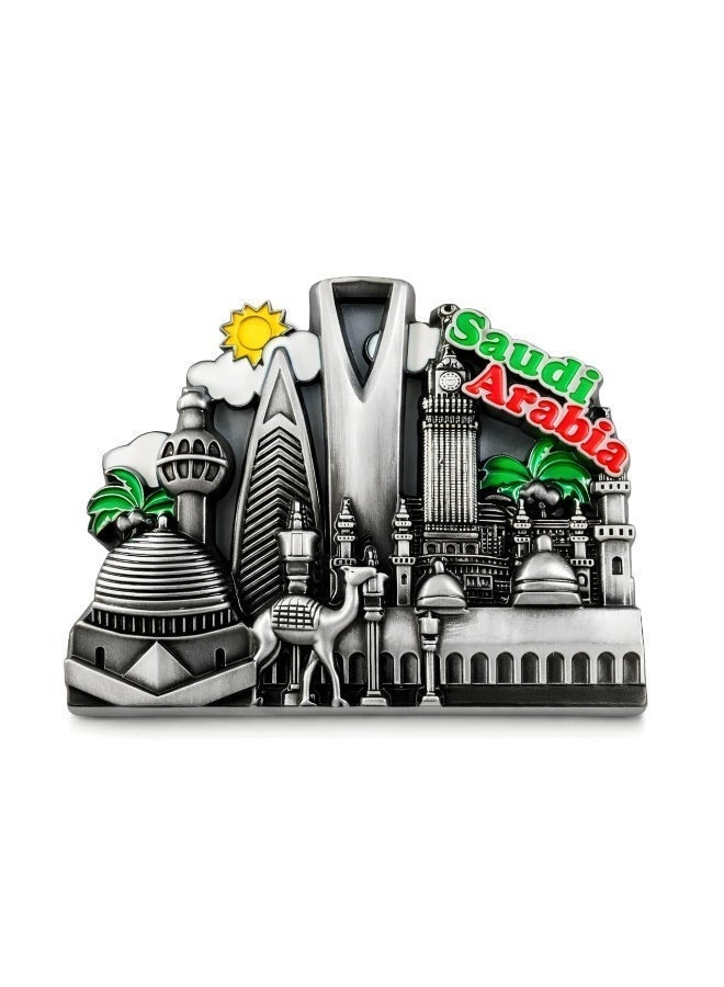 ARAB SOUVENIRS 3pcs Set Premium Saudi Arabia Metal Fridge Magnet – Iconic Landmarks Design Featuring Kingdom Tower, Faisaliyah, Abraj Al Bait, Camels & Palm Trees – Souvenir Gift for Tourists, Collectors - Image 2