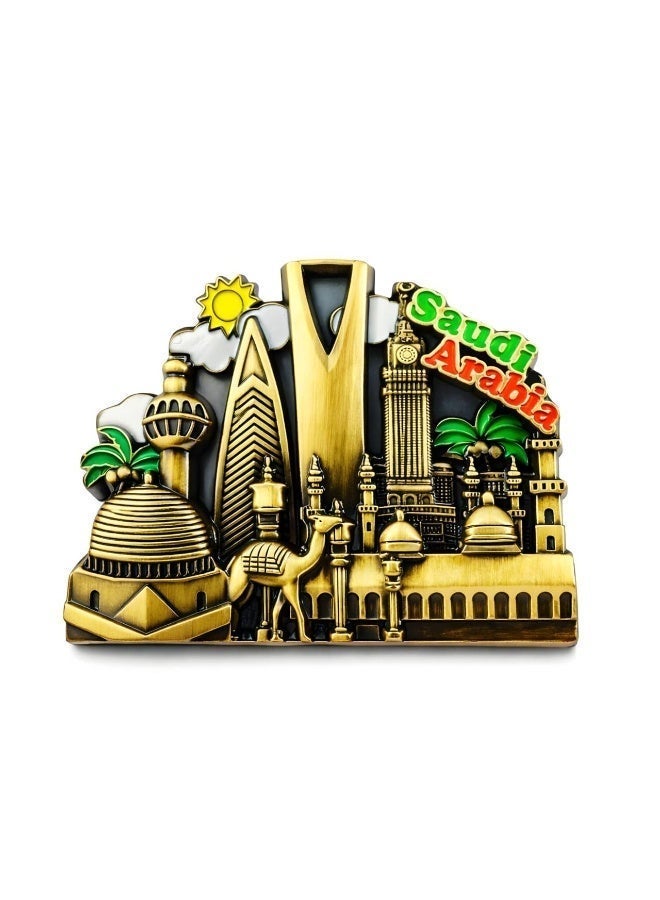 ARAB SOUVENIRS 3pcs Set Premium Saudi Arabia Metal Fridge Magnet – Iconic Landmarks Design Featuring Kingdom Tower, Faisaliyah, Abraj Al Bait, Camels & Palm Trees – Souvenir Gift for Tourists, Collectors - Image 3