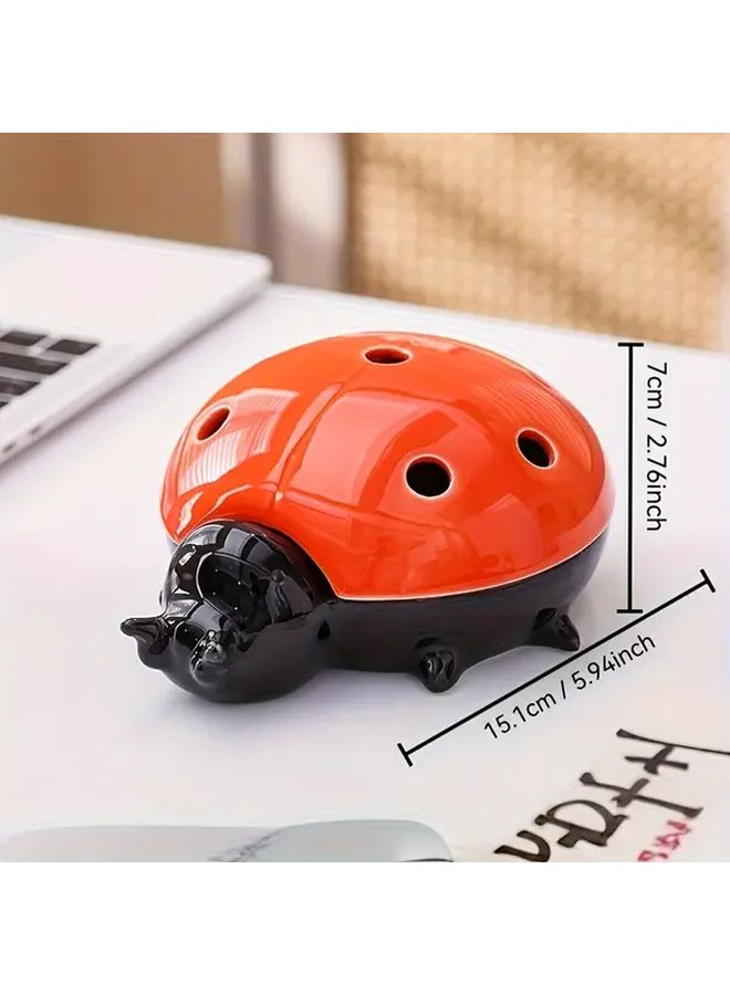 Large Ladybug Ashtray With Lid Windproof Ash Catcher Decorative Desktop Outdoor Desk Accessory - Image 4