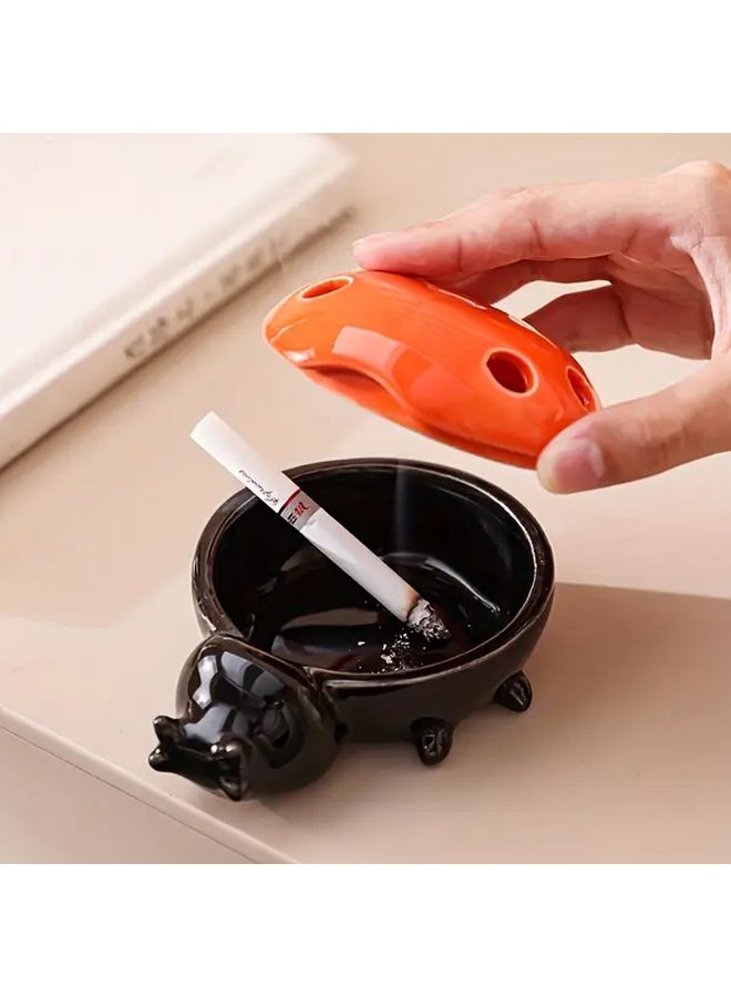 Large Ladybug Ashtray With Lid Windproof Ash Catcher Decorative Desktop Outdoor Desk Accessory - Image 3