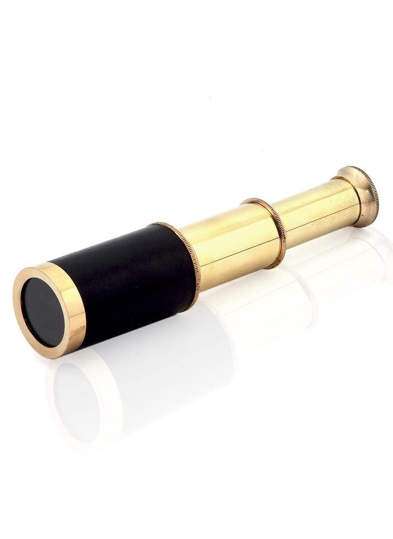 OCEAN INSTRUMENTS Ocea Brass Telescope 6 Inch Mini Pocket Telescope Handheld Leather Spy Glass Telescope Handed Telescope for Nautical Dcor 