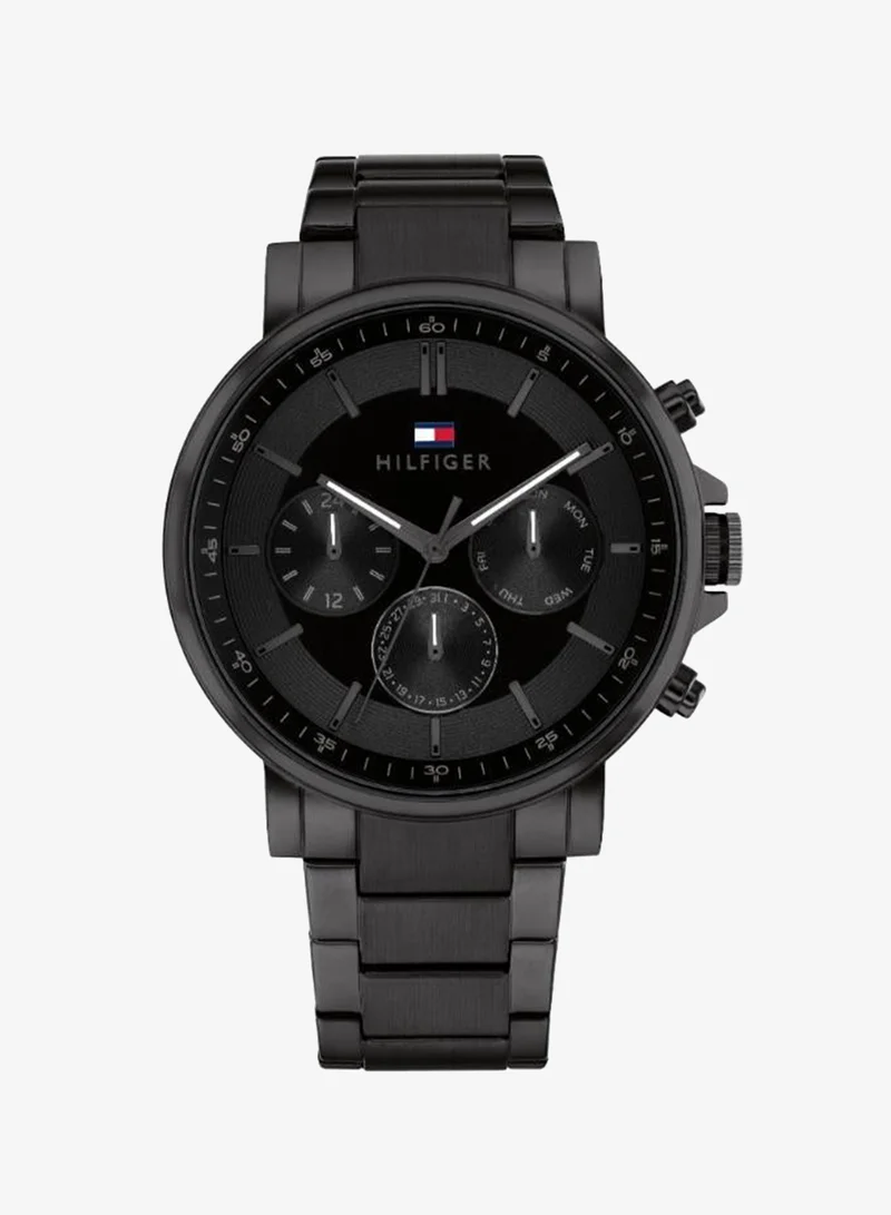 Mens Analog Multifunction Quartz Watch With Ip Black Stainless Steel Bracelet - 1710590