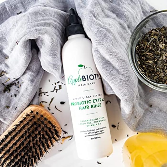 AppleBiotic Apple Cider Vinegar Hair Rinse 2PK - Scalp Cleanser & Scalp Buildup Remover, Organic Aloe Vera, Probiotic Extract, Green Tea, Sulfate Free, Color Safe - Removes Product Buildup, Boosts Softness, Shine - Image 3