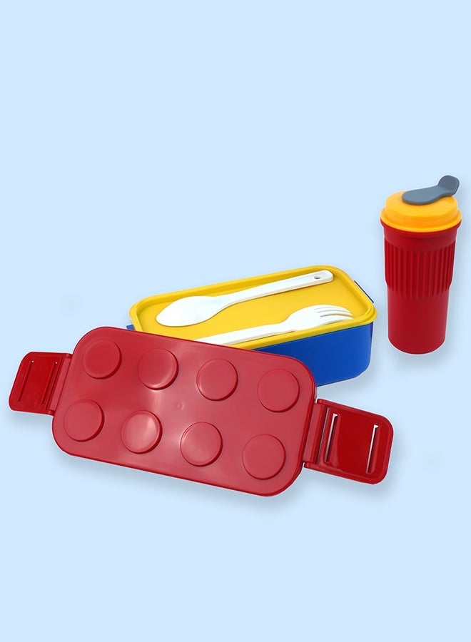LITTLE SURPRISE BOX Little Surprise Box,2Pcs Rectangle Red Lego Lid Bpa Free Plastic Kids Lunch Box Plus Cup Bottle For Kids - Image 4
