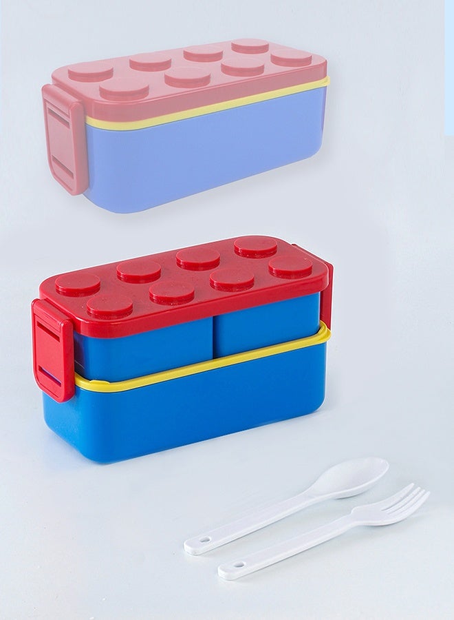 LITTLE SURPRISE BOX Little Surprise Box,2Pcs Rectangle Red Lego Lid Bpa Free Plastic Kids Lunch Box Plus Cup Bottle For Kids - Image 3