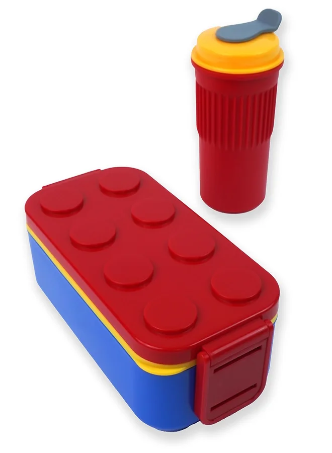 LITTLE SURPRISE BOX Little Surprise Box,2Pcs Rectangle Red Lego Lid Bpa Free Plastic Kids Lunch Box Plus Cup Bottle For Kids