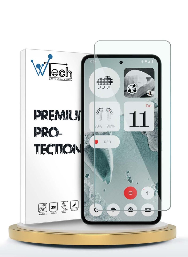 دبليو تيك واقٍ للشاشة من زجاج مقوى 9H 2.5D بطول حواف منحنية مخصص لهاتف Nothing CMF Phone 2 Pro 5G من سلسلة WTech Premium 2025 - شفاف - Image 1