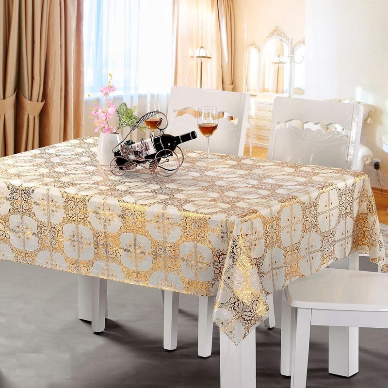 CASANEST Gold Embossed Exclusive Table Cover Size 36x54 4 Seater Golden Table Cover gold001 Gold2 - Image 1