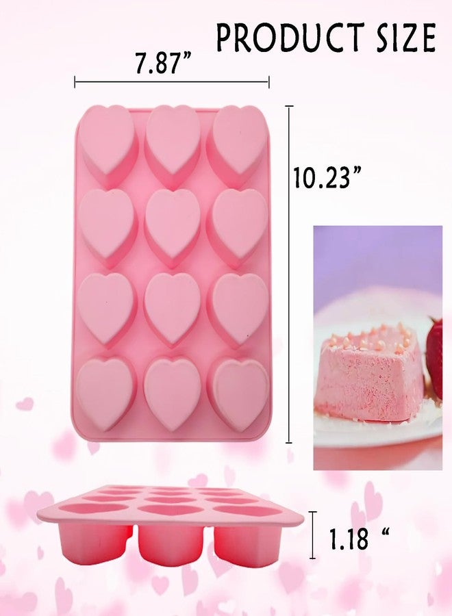 Furimuk 2 Packs Heart Shaped Silicone Mold 12 Holes Heart Molds for Chocolate,Muffins,Cake, Jelly Pudding, Handmade Soap, Bath Bombs Making - Image 2