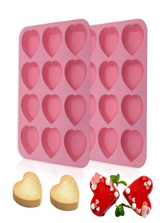 Furimuk 2 Packs Heart Shaped Silicone Mold 12 Holes Heart Molds for Chocolate,Muffins,Cake, Jelly Pudding, Handmade Soap, Bath Bombs Making - Image 1