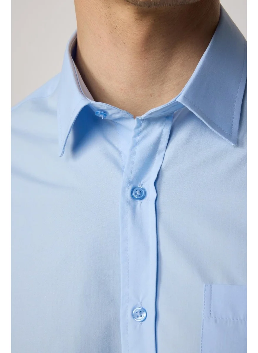 Tudors Classic Fit Long Sleeve Cotton Easy Iron Plain Blue Men's Shirt