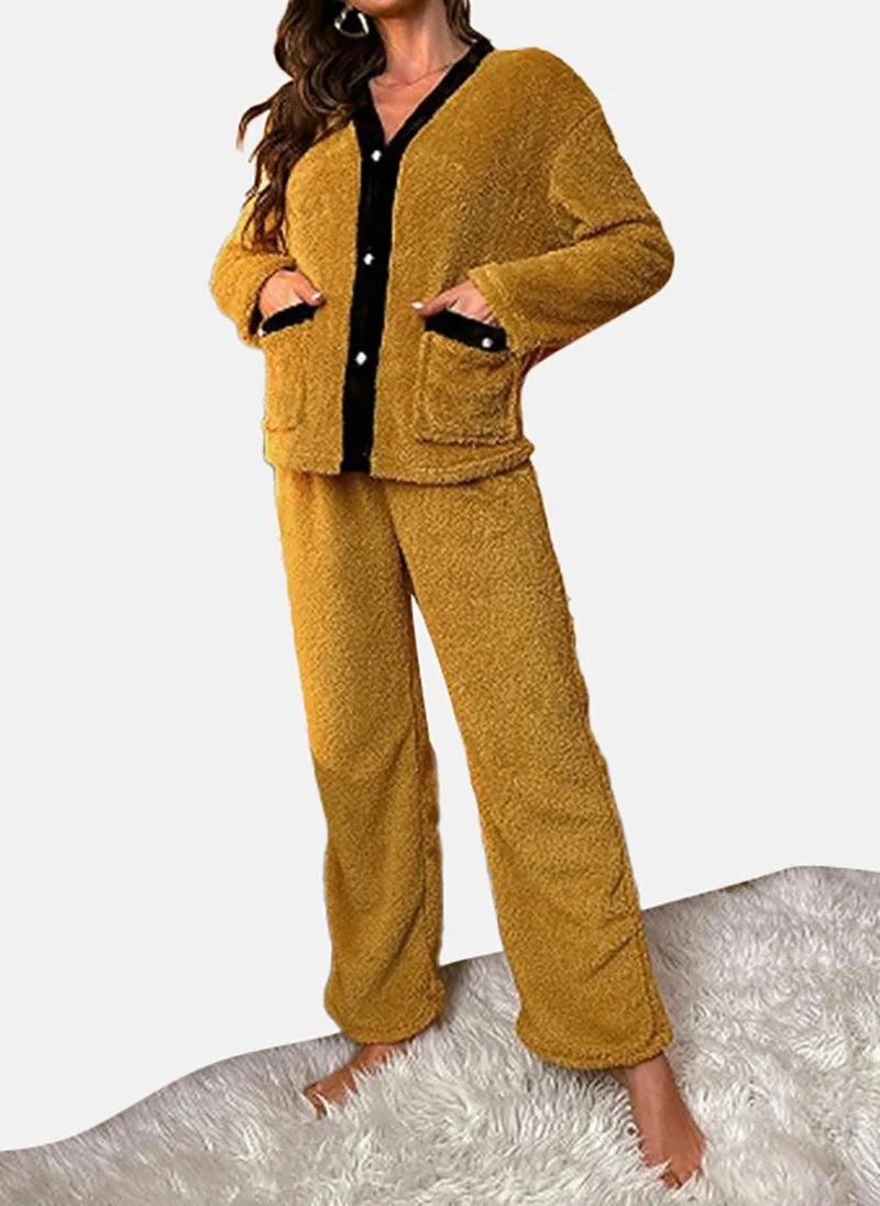 YUNIQEE Mustard Yellow Solid Pyjamas & Top