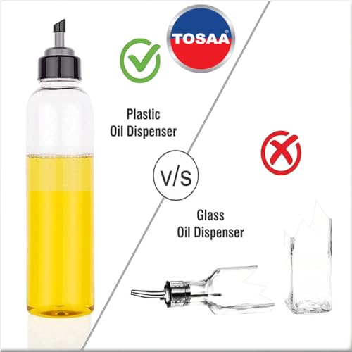 Tosaa Plastic Oil Dispenser 1 litre, 8W x 24H Centimeters, Transparent - Image 2