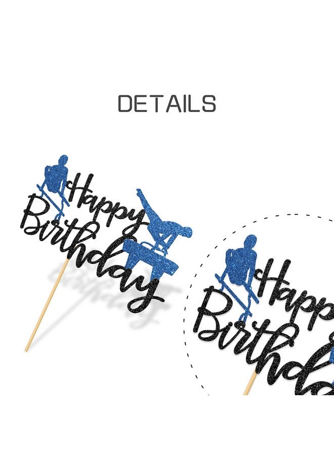 WeBenison Gymnastics Happy Birthday Cake Topper Gymnast Sport Party Cake Supplies, Flip and Twirl, Boy's Creative Converting Gymnastics Party Decorations Blue & Black - Image 3