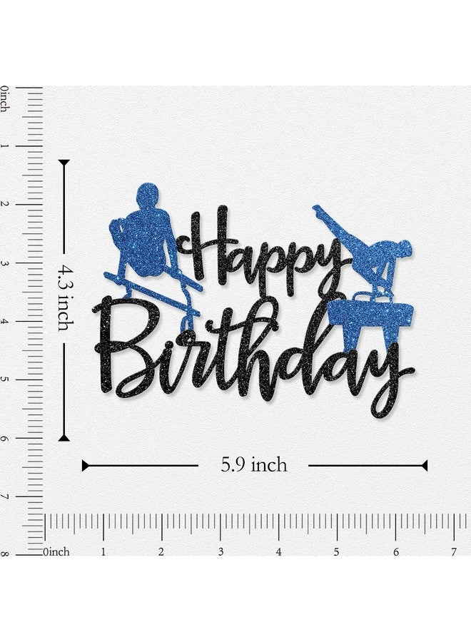 WeBenison Gymnastics Happy Birthday Cake Topper Gymnast Sport Party Cake Supplies, Flip and Twirl, Boy's Creative Converting Gymnastics Party Decorations Blue & Black - Image 2