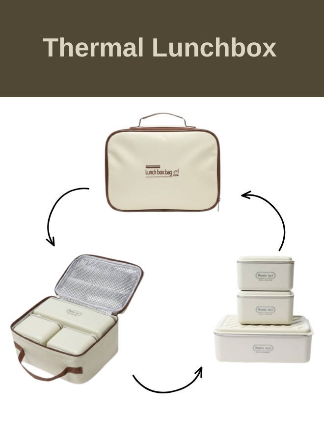 Lunch Box Leak-proof Thermal Adult Lunch Box with Insulated Bag Stackable Food Container Made of Stainless Steel - Image 2