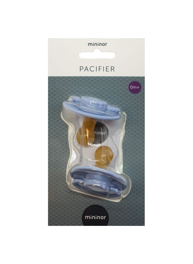 Mininor Pack of 2 Round Pacifier Latex, 0 Months +, Nordic Sky Blue - Image 1