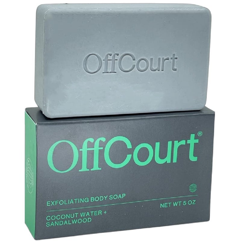 OffCourt Exfoliating Bar Soap  Whole Body Deep Cleansing and Hydrating Soap for Men  Women  All Skin Types  NonDrying Bar  Scent of Coconut Water  Sandalwood 5oz 1 Pack