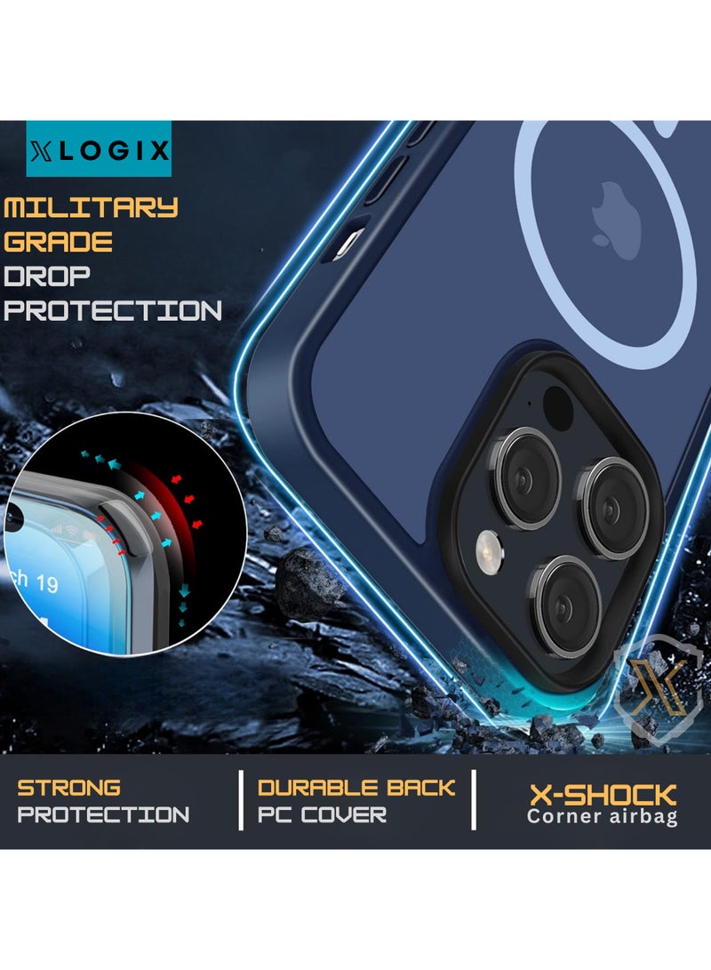 XLogix FrostX for iPhone 15 Pro Max Case, Frosted Blue - Slim Protective Cover with MagSafe Compatibility | Shockproof & Scratch-Resistant Design, FrostX Series - Image 2