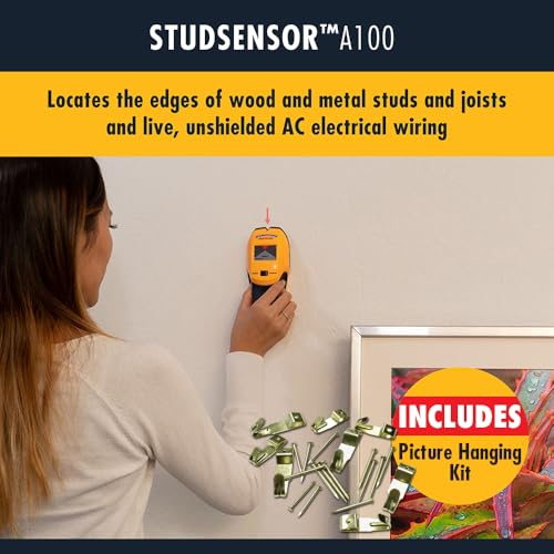 Zircon A100 StudSensor with Bonus Picture Hanging Kit – Accurate Wood & Metal Stud Finder, Detects Live Wires, Includes Hooks, Nails & Hangers for Frames, Mirrors & Home Décor - Image 3