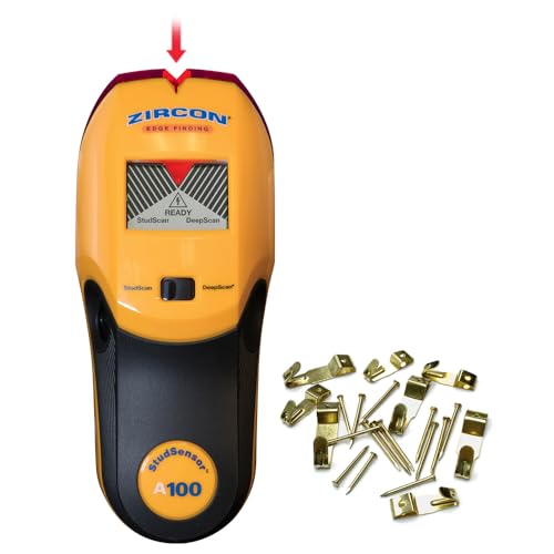 Zircon A100 StudSensor with Bonus Picture Hanging Kit – Accurate Wood & Metal Stud Finder, Detects Live Wires, Includes Hooks, Nails & Hangers for Frames, Mirrors & Home Décor - Image 1