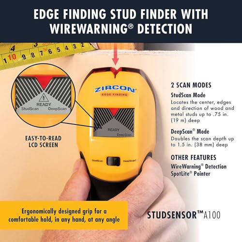 Zircon A100 StudSensor with Bonus Picture Hanging Kit – Accurate Wood & Metal Stud Finder, Detects Live Wires, Includes Hooks, Nails & Hangers for Frames, Mirrors & Home Décor - Image 2