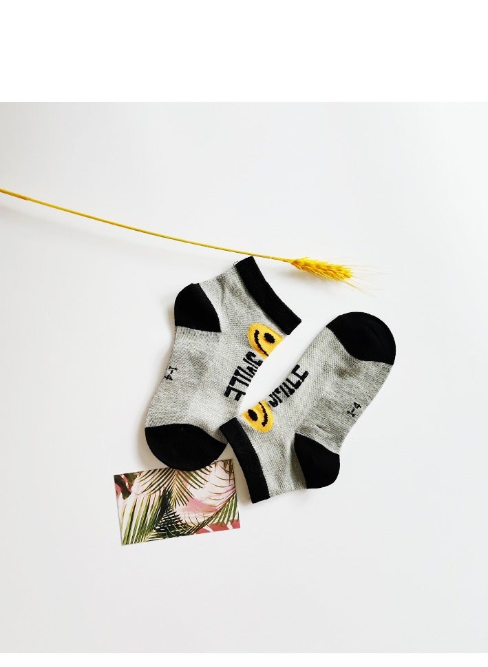 WiNi BEE 3Pairs/Set 1- 4Y Toddler Boys Cotton Socks for Children Summer Thin Mesh Breathable Baby socks Only Grey With Random Pattern  - Image 4
