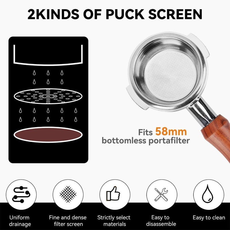 GreeSuit 58mm Bottomless Portafilter fit for E61/Flair58/ECM/Rocket/Sanremo/Synesso/Slayer/VBM - 58mm Bottomless Portafilter with 2Puck Screen - Image 3