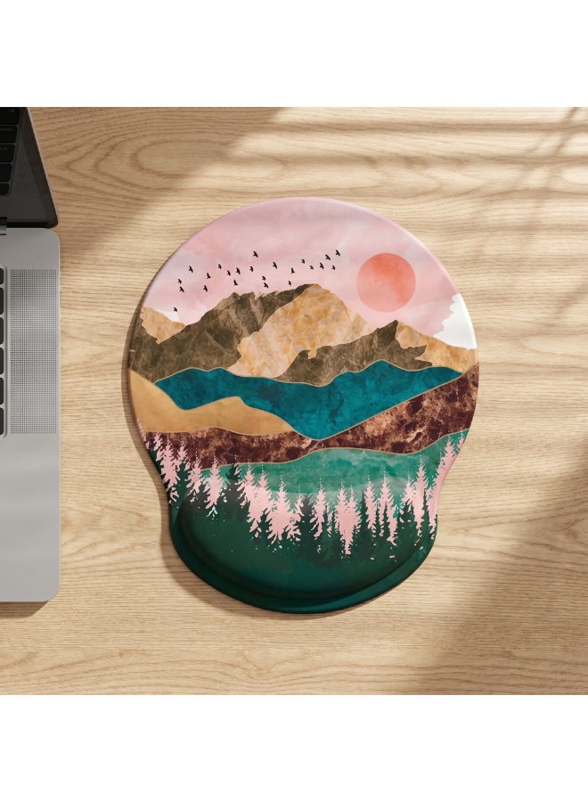CozyNook Mouse Pad with Memory Foam Wrist Support, Ergonomic Non-Slip Wrist Rest Pad for Office, Home, Laptop & Desktop, Botanical Floral Desk Accessory - Image 1