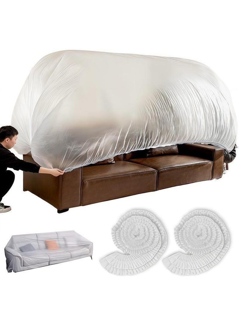 2 Pieces Furniture Dust Covers with Elastic, Extra Large Sofa Couch Cover, Durable Waterproof Furniture Protector – Clear Moving Storage Bag for Bed, Sofa, Dining Table, TV Cabinet, 17 x 7.8 ft（ 5.2 x 2.4m） - Image 1