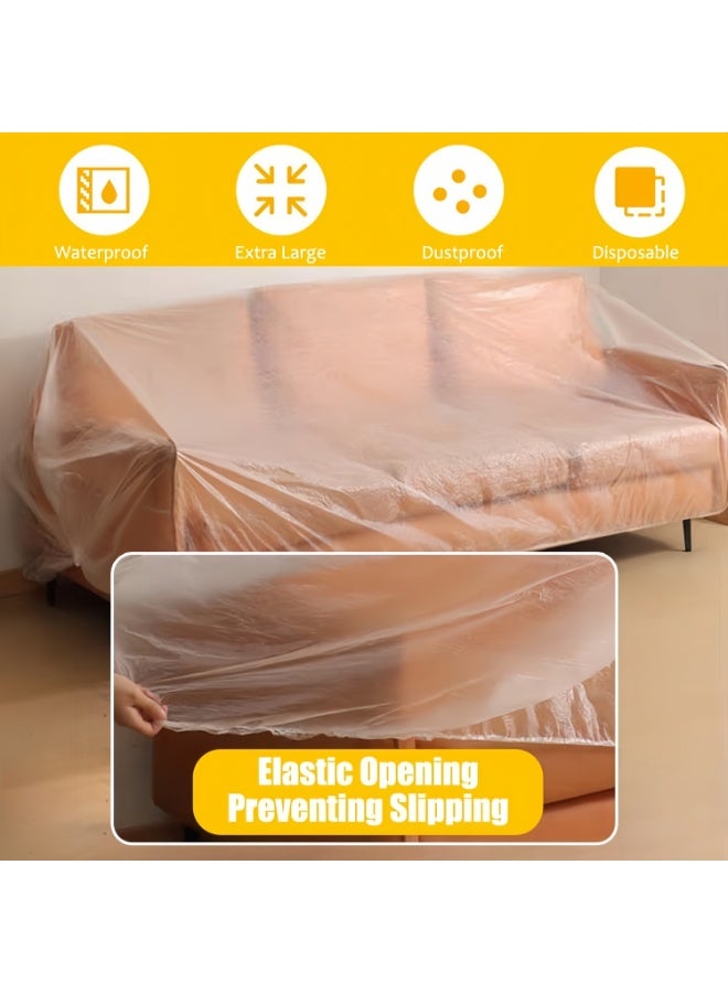 2 Pieces Furniture Dust Covers with Elastic, Extra Large Sofa Couch Cover, Durable Waterproof Furniture Protector – Clear Moving Storage Bag for Bed, Sofa, Dining Table, TV Cabinet, 17 x 7.8 ft（ 5.2 x 2.4m） - Image 2