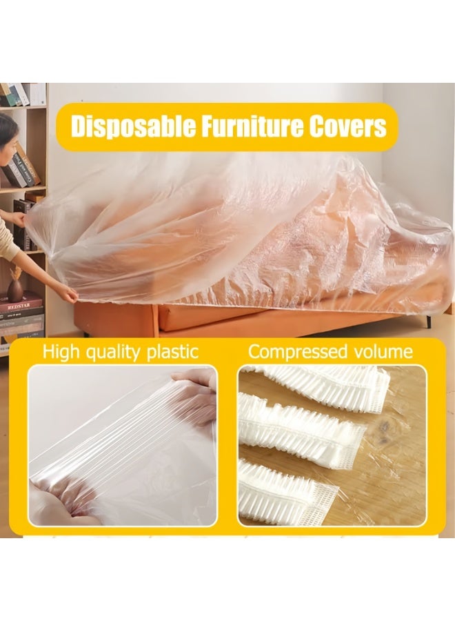 2 Pieces Furniture Dust Covers with Elastic, Extra Large Sofa Couch Cover, Durable Waterproof Furniture Protector – Clear Moving Storage Bag for Bed, Sofa, Dining Table, TV Cabinet, 17 x 7.8 ft（ 5.2 x 2.4m） - Image 3