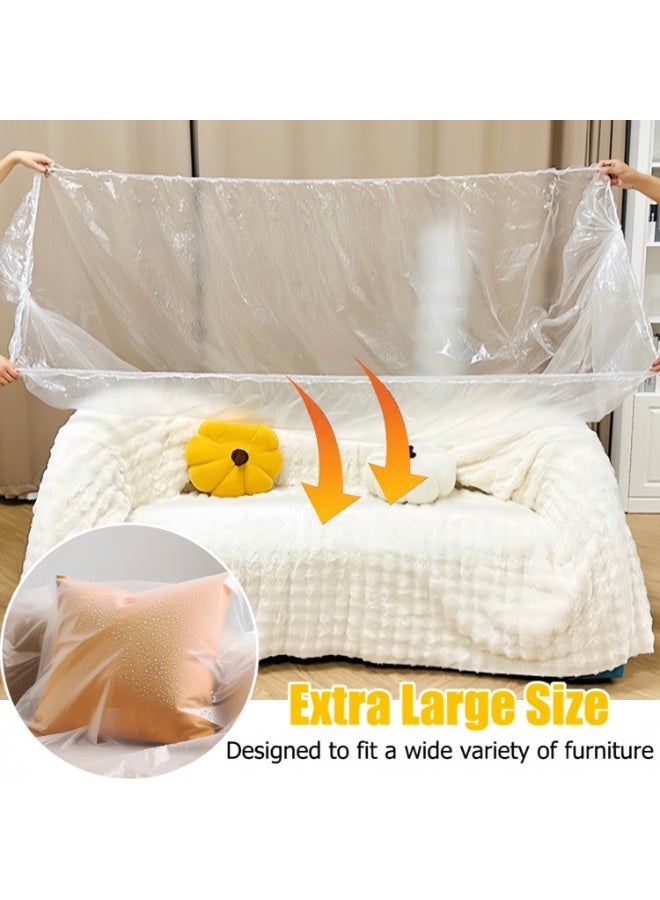 2 Pieces Furniture Dust Covers with Elastic, Extra Large Sofa Couch Cover, Durable Waterproof Furniture Protector – Clear Moving Storage Bag for Bed, Sofa, Dining Table, TV Cabinet, 17 x 7.8 ft（ 5.2 x 2.4m） - Image 5