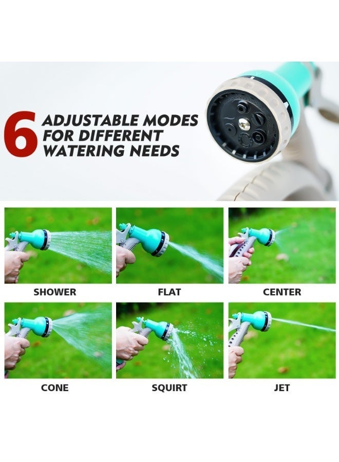 والالا لفافة خرطوم حديقة قابلة للسحب بطول 15 متر، خردة خفيفة الوزن وقابلة للنقل مع فوهة رذاذ بـ 6 أنماط، موصل عالمي، مثالية لري الفناء. - Image 3