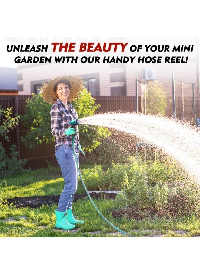 والالا لفافة خرطوم حديقة قابلة للسحب بطول 15 متر، خردة خفيفة الوزن وقابلة للنقل مع فوهة رذاذ بـ 6 أنماط، موصل عالمي، مثالية لري الفناء. - Image 4
