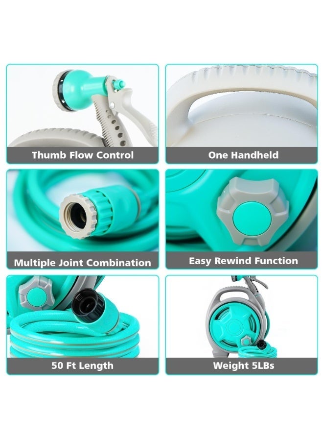 والالا لفافة خرطوم حديقة قابلة للسحب بطول 15 متر، خردة خفيفة الوزن وقابلة للنقل مع فوهة رذاذ بـ 6 أنماط، موصل عالمي، مثالية لري الفناء. - Image 5