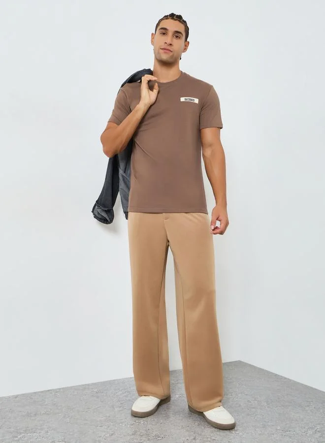 Styli Men Brown Slogan Regular Fit T-Shirt