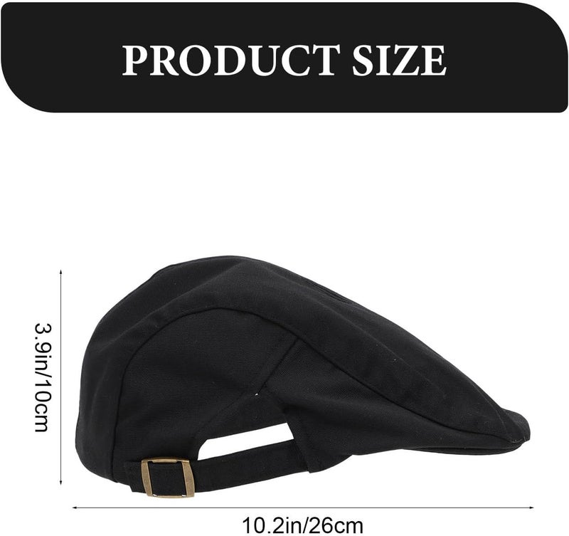 Chef Beret Hat Canvas Cabbie Cap Unisex Restaurant Waiter Beret for Food Service Kitchen Cooking Black - Image 2