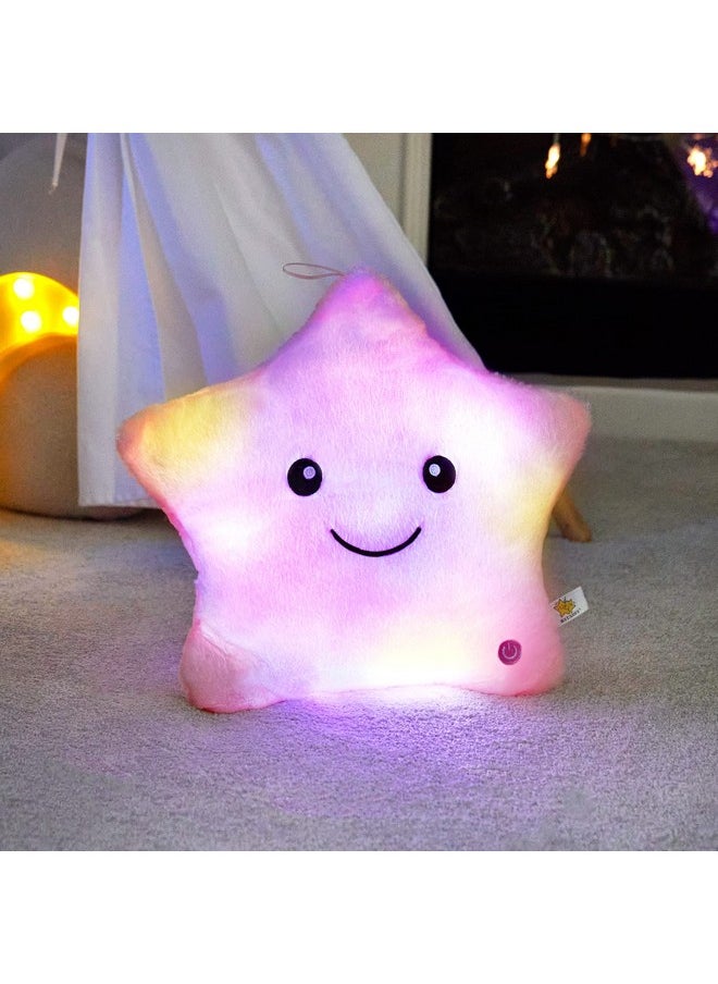 WEWILL 13'' Creative Twinkle Star Glowing Led Night Light Plush Pillows Stuffed Animals Toys Birthday Christmas Holiday Valentines Gifts For Toddlers Girls(Pink)  - Image 2
