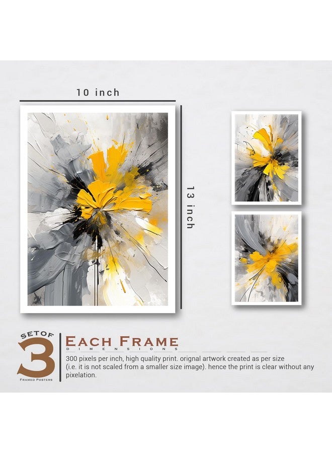 ARTELLY Framed Painting For Wall Decoration - Wall Painting For Living Room Bedroom - Frames For Wall Decor (Set of 3, White) (Medium (10x13inch), ART 6) - Image 2