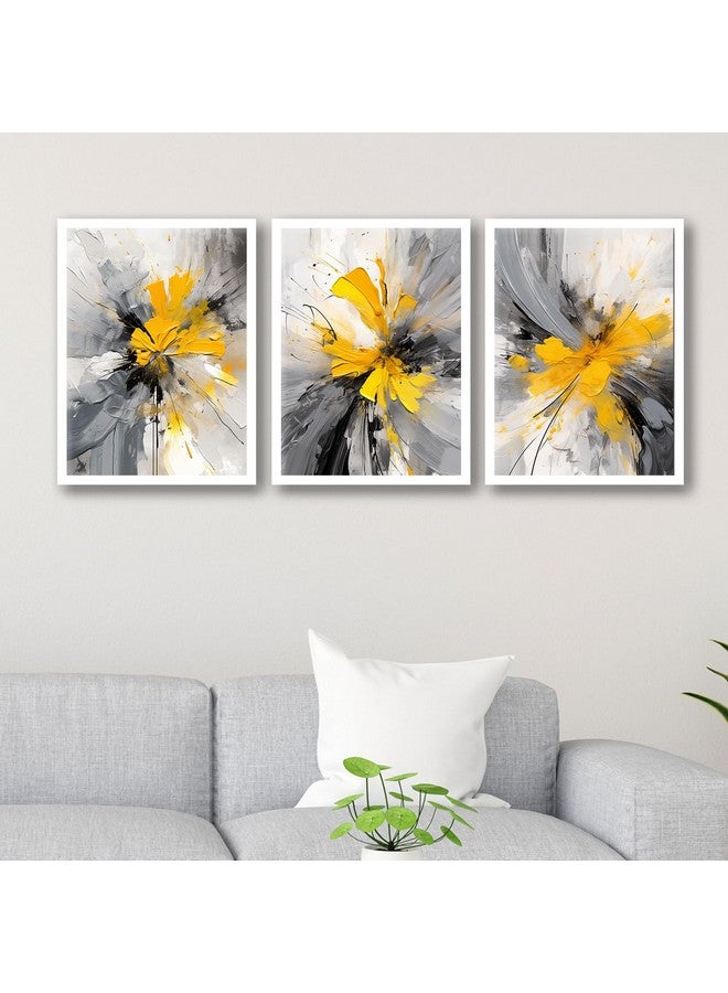 ARTELLY Framed Painting For Wall Decoration - Wall Painting For Living Room Bedroom - Frames For Wall Decor (Set of 3, White) (Medium (10x13inch), ART 6) - Image 3